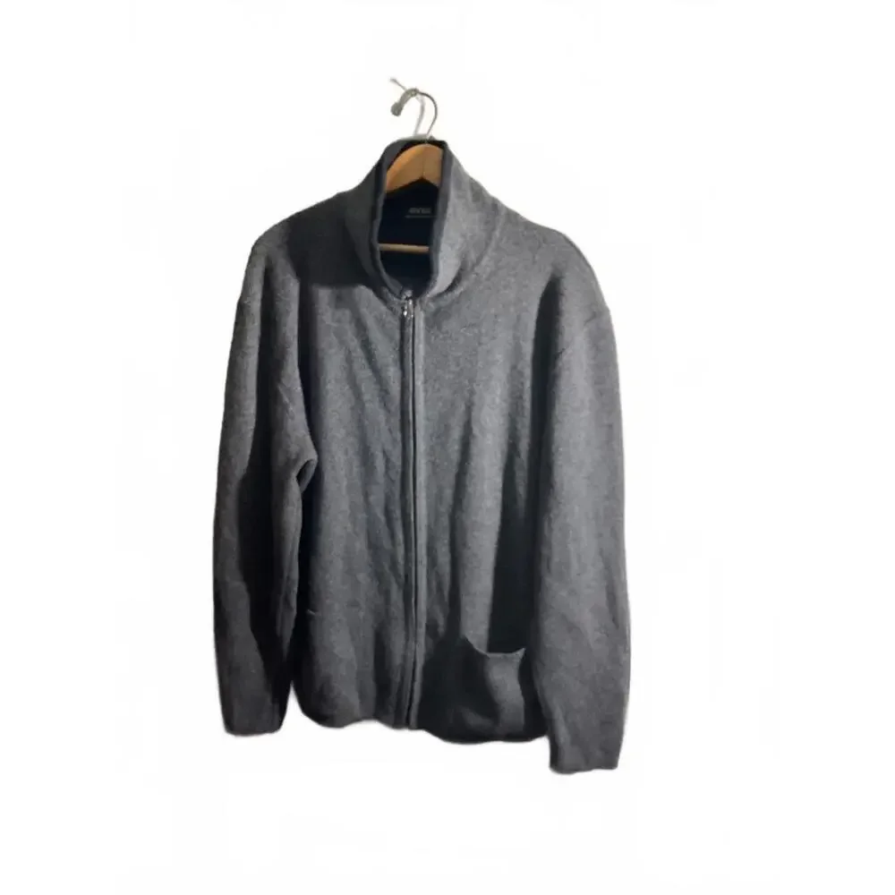 Enrico Men's Full Zip Gray Wool Sweater Jacket XL